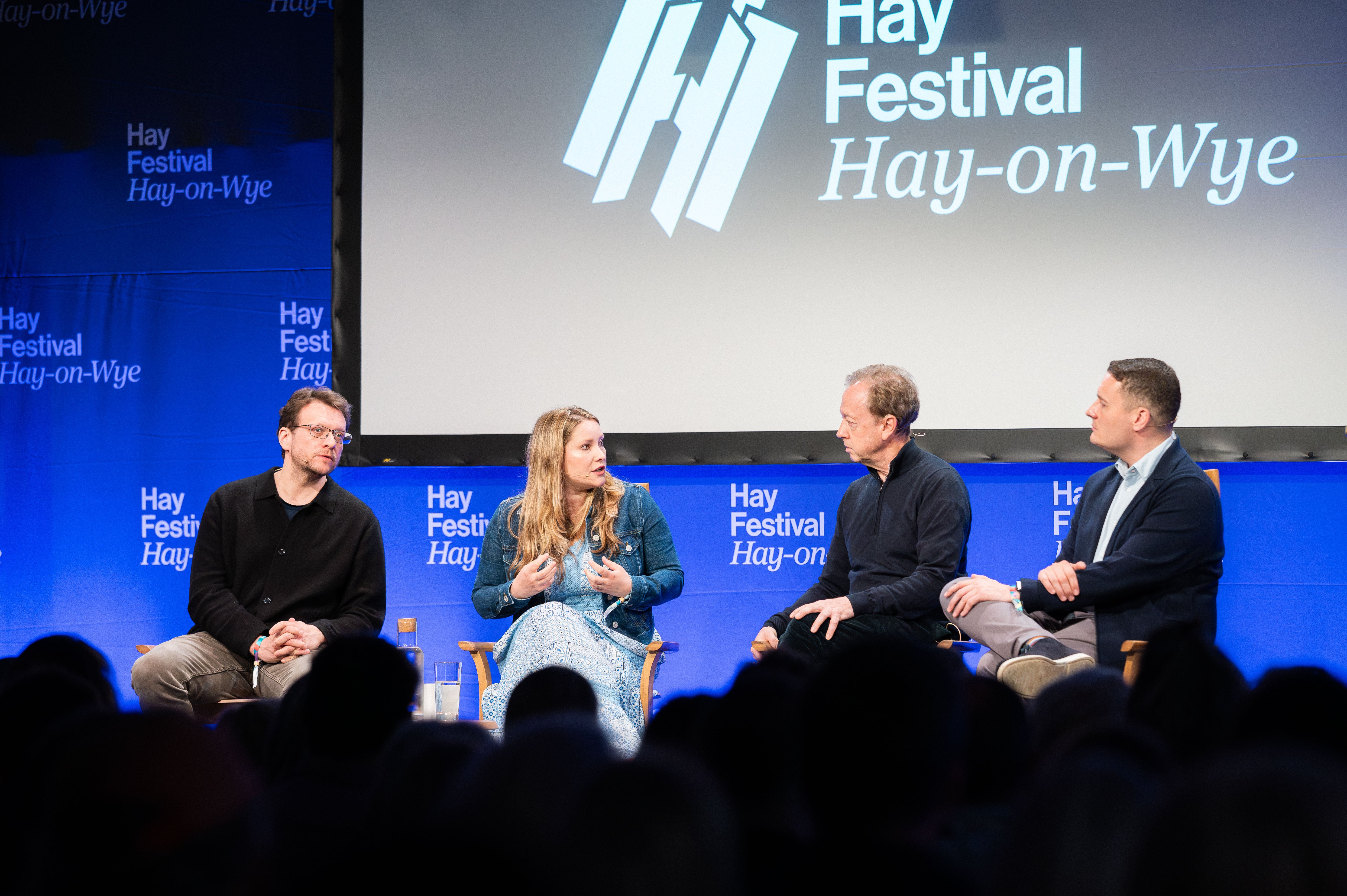 L-R: Peter Pomerantsev, Laura Bates, Geordie Greig and Wes Streeting